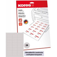 Kores Lot de 10 feuilles de papier d'etiquettes transparentes 63,5 x 33,9 mm