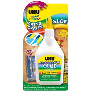 UHU Young Creativ, Colle creative, Colle de Bricolage Arts & Crafts, Flacon, 100 g, Transparent