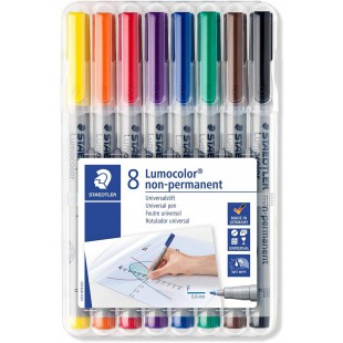 Staedtler© Stylo fin Lumocolor non permanent F STAEDTLER Box 8 couleurs