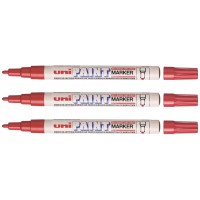 UNI-BALL Lot de 3 Marqueurs permanent PAINT PX-21 Pte conique 1,2 mm Rouge