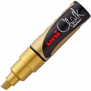 uni-ball 186410 Marqueur Craie UNI Chalk avec Pointe biseautee Dore