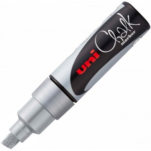 uni-ball 186411 Marqueur Craie UNI Chalk avec Pointe biseautee Argente