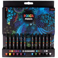 POSCA Set de 12 crayons de couleur POSCA PENCIL Couleurs assorties