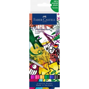 Faber-Castell Goldfaber Aqua Lot de 6 marqueurs double Motif graffiti