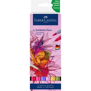 Faber-Castell Goldfaber Aqua Lot de 6 marqueurs doubles Motif fleurs