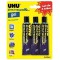 UHU universelle gel - Colle formule gel, ne goutte pas, seche rapidement, transparente, lot 3 tubes 35ml