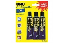 UHU universelle gel - Colle formule gel, ne goutte pas, seche rapidement, transparente, lot 3 tubes 35ml