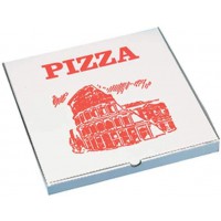 Carton a  pizza rectangulaire - 300 x 300 x 300 x 30 mm - Blanc/rouge
