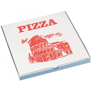 90006 Carton a  pizza rectangulaire, 330 x 330 x 30 mm, weia¡/Rouge