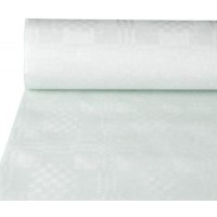 12545 Nappe en Papier avec Impression Damas - Blanc, 50 x 0,8 m