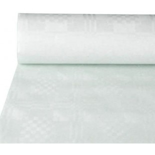 12545 Nappe en Papier avec Impression Damas - Blanc, 50 x 0,8 m