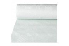 12545 Nappe en Papier avec Impression Damas - Blanc, 50 x 0,8 m