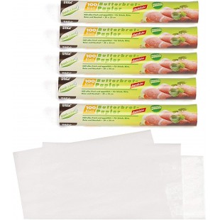 14300, 500 feuilles Papier anti-graisse, pour sandwiches, 25 x 30 centimeter, blanc