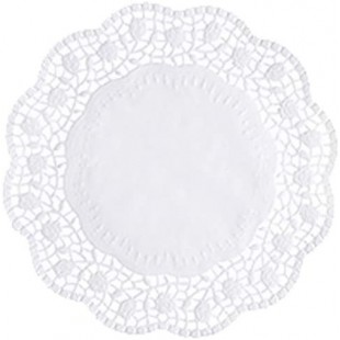 napperon, Rond, diametre: 330 mm, Blanc Noir