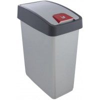 keeeper Premium Waste Bin with Flip Lid, Soft Touch, 25 Litre, Magne, Silver