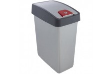 keeeper Premium Waste Bin with Flip Lid, Soft Touch, 25 Litre, Magne, Silver