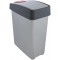 keeeper Premium Waste Bin with Flip Lid, Soft Touch, 25 Litre, Magne, Silver