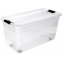 keeeper Boite de Rangement avec Roulettes, Couvercle et Systeme de Fermeture Coulissante, 79,5 x 39,5 x 41 cm, 83 l, 