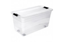 keeeper Boite de Rangement avec Roulettes, Couvercle et Systeme de Fermeture Coulissante, 79,5 x 39,5 x 41 cm, 83 l, 