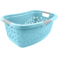 keeeper Ergonomic Laundry Basket, Air Permeable Design, Non-Slip Soft Handles, 50 Litre, Lasse, Aqua Blue