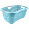 keeeper Ergonomic Laundry Basket, Air Permeable Design, Non-Slip Soft Handles, 50 Litre, Lasse, Aqua Blue