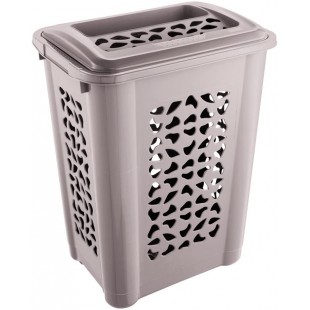 keeeper Laundry Hamper with Insertion Slot and Hinged Lid, Air Permeable, 60 Litre, Per, Grey