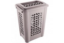 keeeper Laundry Hamper with Insertion Slot and Hinged Lid, Air Permeable, 60 Litre, Per, Grey
