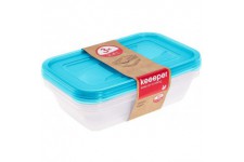 keeeper Lot de 3 Boites Fraicheur, 3 x 2,4 l, 29 x 19 x 7 cm, Fredo Fresh, Bleu Transparent