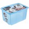 keeeper Mickey Boite de Rangement avec Couvercle, Pivotante et Empilable, Pour Enfants, 45 L, Paulina, Bleu Transpare