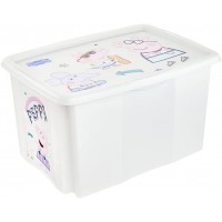 keeeper Peppa Boite de Rangement avec Couvercle, Pivotante et Empilable, Pour Enfants, 45 L, Paulina, Gris Clair