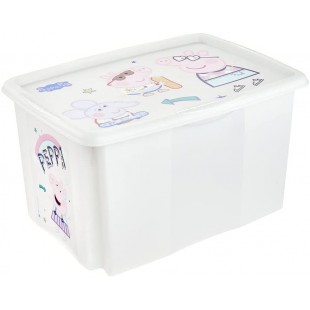 keeeper Peppa Boite de Rangement avec Couvercle, Pivotante et Empilable, Pour Enfants, 45 L, Paulina, Gris Clair