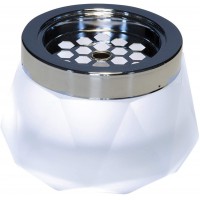  Cendrier a  vent "Diamond", cendrier, en metal chrome et verre, avec fermeture a  baionnette, Ø 12 cm, hauteur 8 cm, blanc