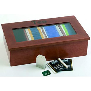 Teebox - Boite a  the en bois de qualite superieure avec fenetre de visualisation, 4 compartiments pour 30 sachets de the envelo