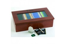 Teebox - Boite a  the en bois de qualite superieure avec fenetre de visualisation, 4 compartiments pour 30 sachets de the envelo