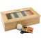  Boite a  the - boite en bois avec fenetre, boite de rangement pour sachets de the, 4 compartiments pour 30 sachets de the envel