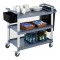 Chariot de service / transport Cadre en aluminium, 3 etageres, espacement par etagere 31 cm, 4 roulettes pivotantes, toutes avec