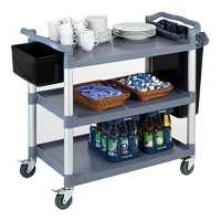 Chariot de service / transport Cadre en aluminium, 3 etageres, espacement par etagere 31 cm, 4 roulettes pivotantes, toutes avec