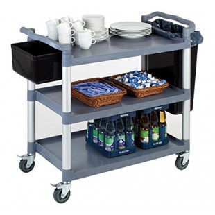 Chariot de service / transport Cadre en aluminium, 3 etageres, espacement par etagere 31 cm, 4 roulettes pivotantes, toutes avec