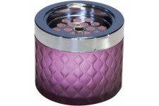 Cendrier wind, cendrier, en metal chrome, verre depoli, avec fermeture a  baionnette, Ø 9,5 cm, hauteur 8 cm, violet