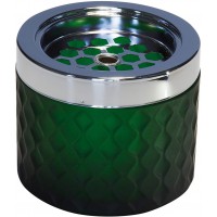 Cendrier wind, cendrier, en metal chrome, verre depoli, avec fermeture a  baionnette, Ø 9,5 cm, hauteur 8 cm, vert fonce