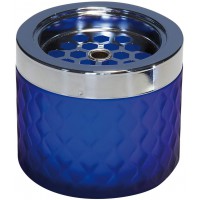 Cendrier wind, cendrier, en metal chrome, verre depoli, avec fermeture a  baionnette, Ø 9,5 cm, hauteur 8 cm, bleu