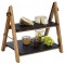 etagere/etagere - etagere a  2 niveaux en bois d'acacia avec deux assiettes en ardoise - pliable, lavable - convient egalement p
