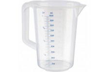 pichet doseur 1 litre, Ø 12 x H : 17 cm, pichet en plastique avec graduation en relief a  l'exterieur, poignee fermee, graduatio