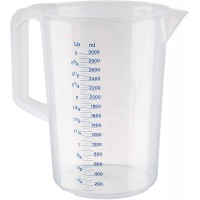 pichet doseur 3 litres, Ø 17,5 x H : 23,5 cm, pichet en plastique avec graduation en relief a  l'exterieur, poignee fermee, grad