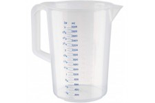 pichet doseur 3 litres, Ø 17,5 x H : 23,5 cm, pichet en plastique avec graduation en relief a  l'exterieur, poignee fermee, grad