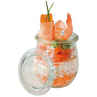 12 pots originaux WECK 220 ml avec couvercle, jeu de 12, Ø 7 cm, H : 8 cm, forme tulipe, pot de conservation, pot decoratif, pot