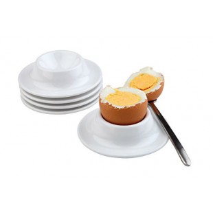 coquetier, jeu de 4, porte-oeufs, coquetier empilable en melamine, coquetier blanc, Ø 8,5 cm, hauteur 4 cm