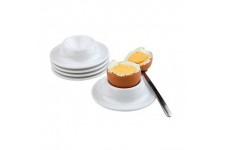 coquetier, jeu de 4, porte-oeufs, coquetier empilable en melamine, coquetier blanc, Ø 8,5 cm, hauteur 4 cm