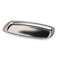 "SCHa–NER ESSEN" plat a  viande/legumes - plateau en acier inoxydable avec bord decoratif, 38 x 23 cm