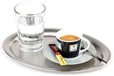  plateau de service "Kaffeehaus", plateau classique de cafe viennois, plateau en acier inoxydable, poli mat, ovale, bord roule, 